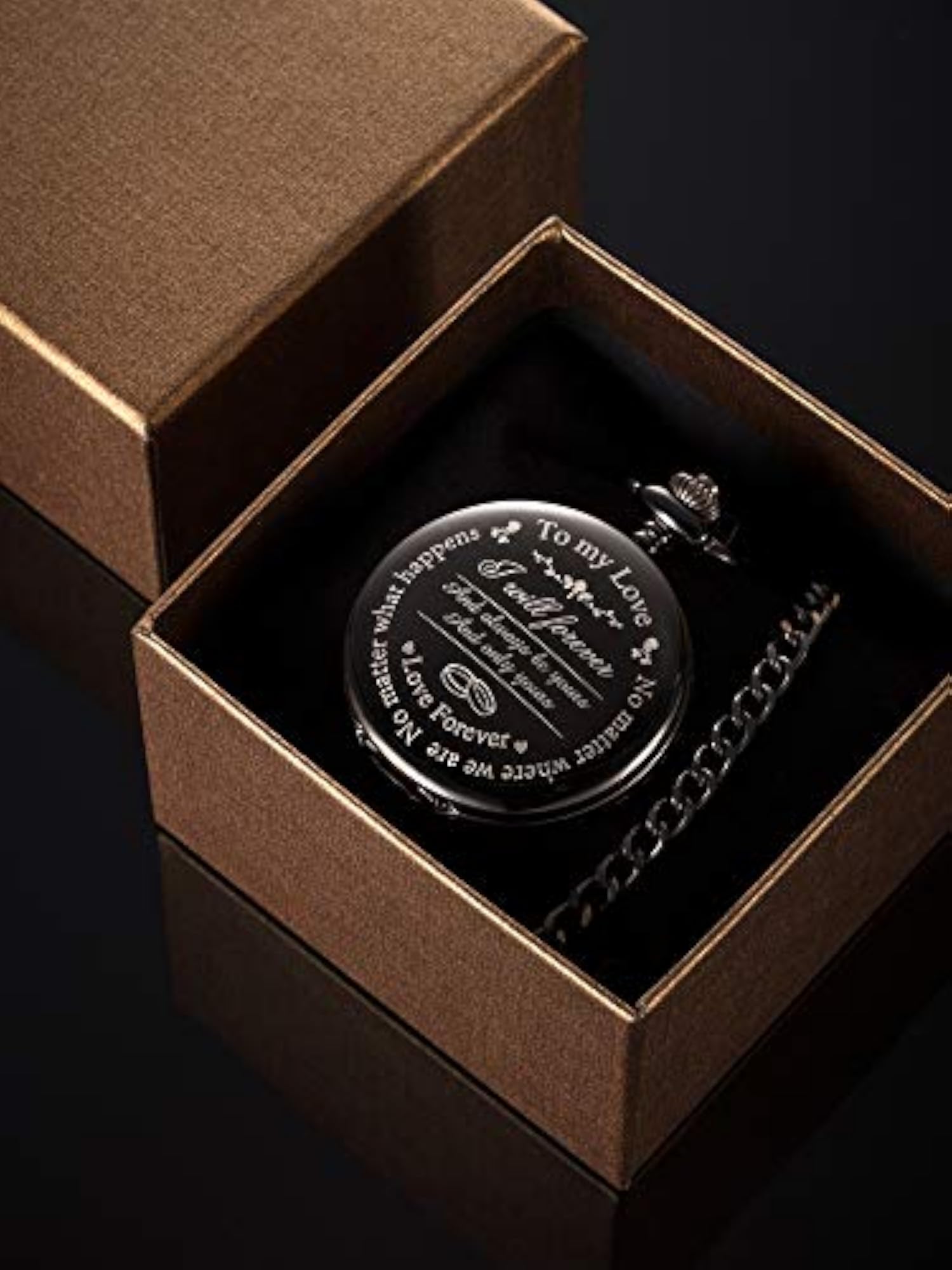 Engraved Pocket Watch Gift for Husband or Boyfriend, Love Message